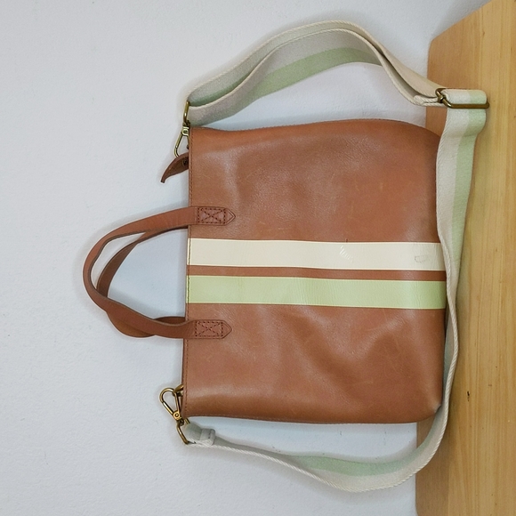 Madewell Handbags - Madewell Transport Tote Striped Crossbody Leather Bag Purse